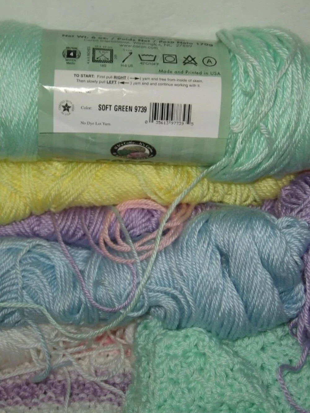 Caron Simply Soft Yarn (3) Unfinished Blankets Lot